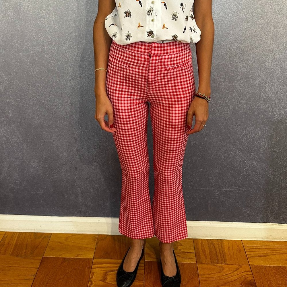 ZARA Gingham Mini Flare Pants